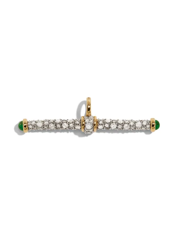 Modern Finish Yellow Gold Diamond T-Bar Pendant sold by YLANG23