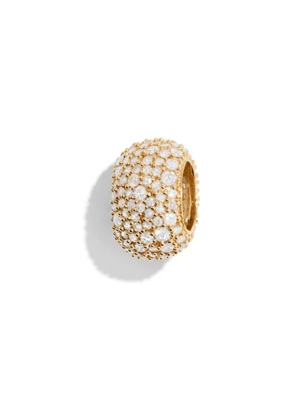 Wide Pavé Diamond Yellow Gold Big Bead sold by YLANG23