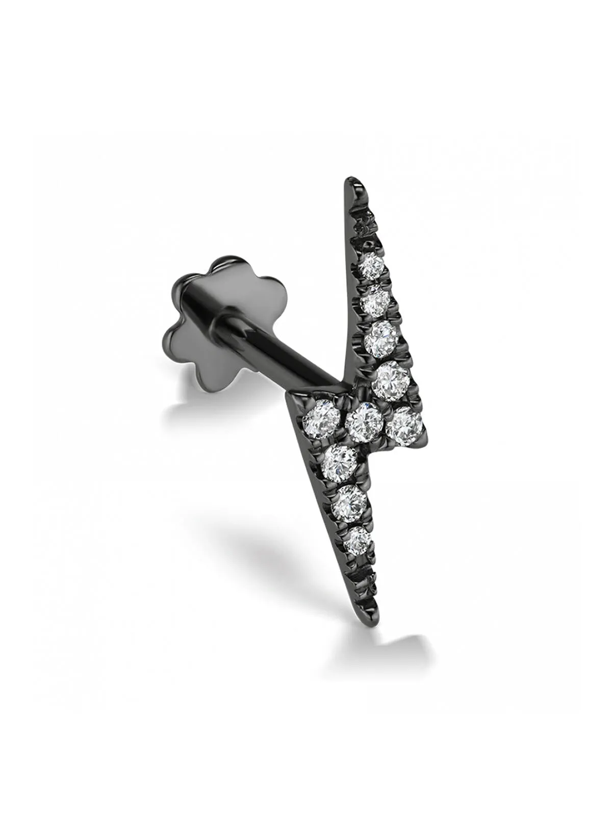 11mm Diamond Lightning Bolt Thread Through Black Gold Single Earring sold by YLANG23