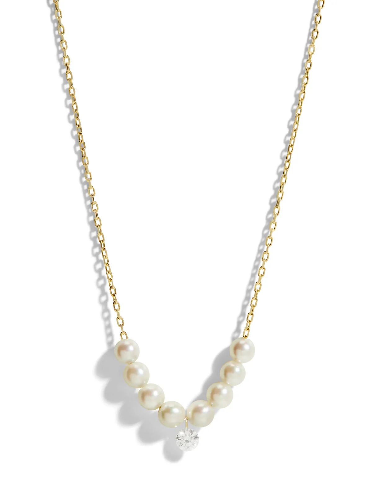 Pierced Diamond & Multi Pearl Yellow Gold Necklace sold by YLANG23