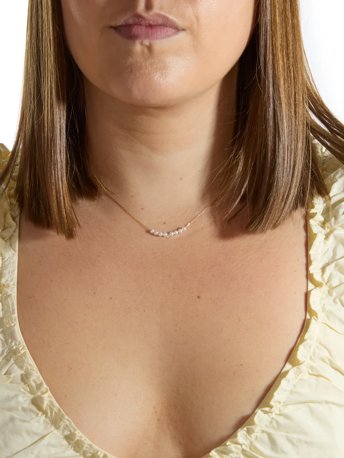 Pierced Diamond & Multi Pearl Yellow Gold Necklace sold by YLANG23 product image thumbnail 2