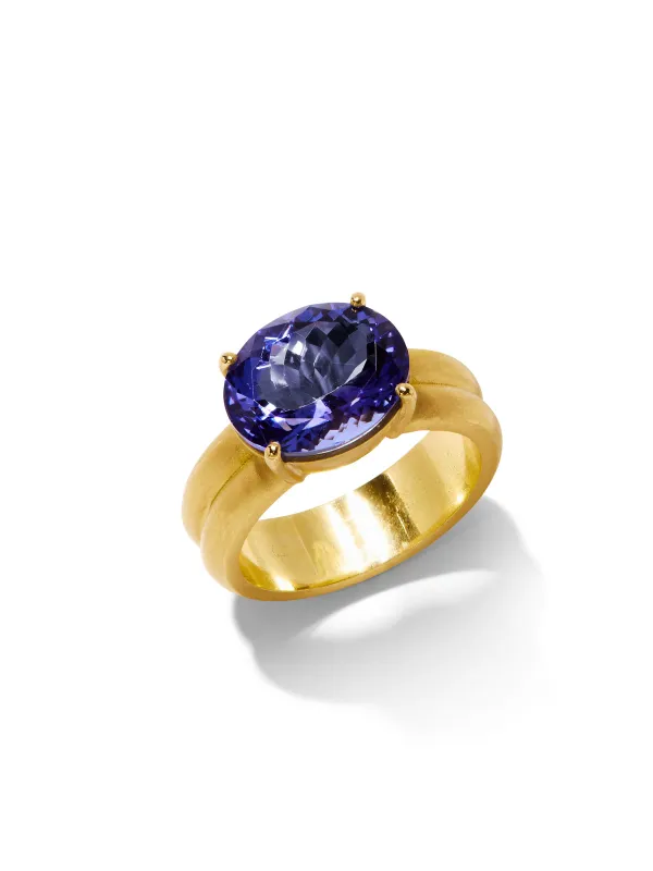 Heroic Tanzanite Double Band Yellow Gold Ring sold by YLANG23