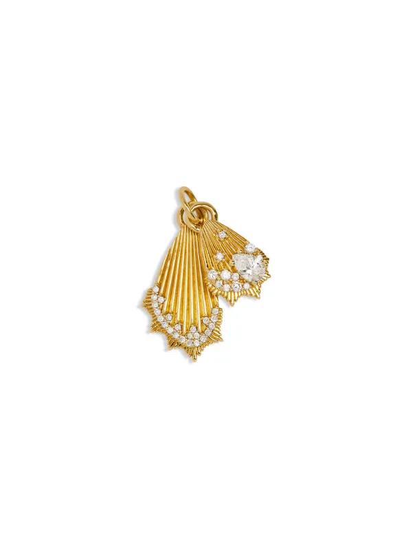 Mini Diamond Encrusted Yellow Gold Butterfly Wings Medallion sold by YLANG23