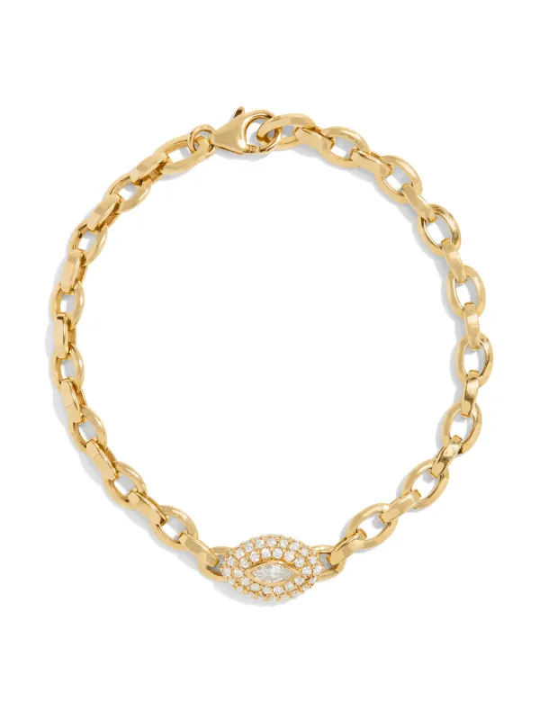 Marquise Diamond Link Yellow Gold Bracelet made by YLANG23