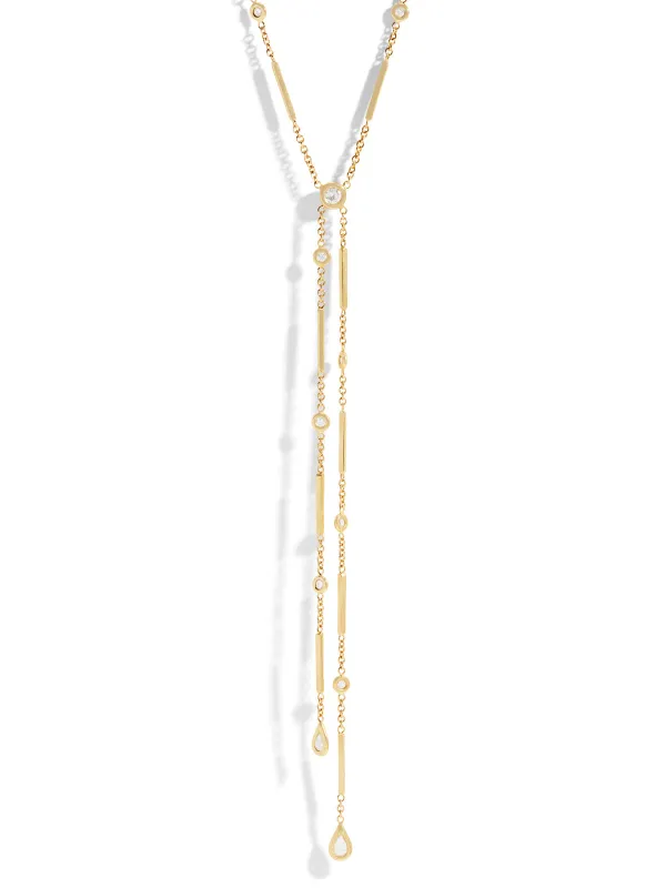 Large Diamond Center Bolo Bar Chain Yellow Gold Necklace sold by YLANG23