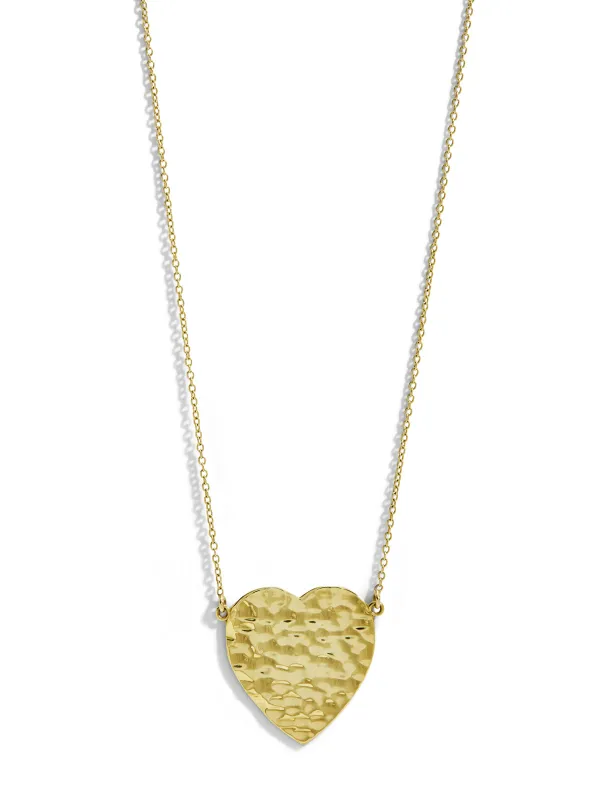 Hammered Yellow Gold Heart Necklace sold by YLANG23