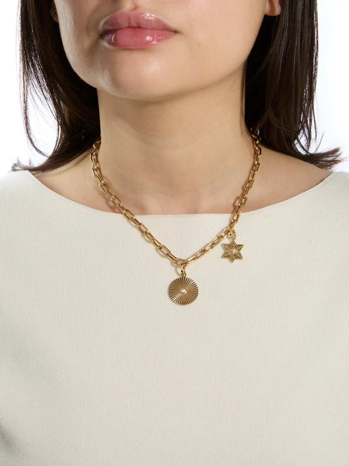 Groovy Diamond Rays Hinged Yellow Gold Charm sold by YLANG23 product image thumbnail 2