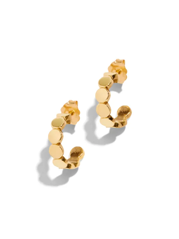 Mini Circle Link Yellow Gold Hoop Earrings sold by YLANG23