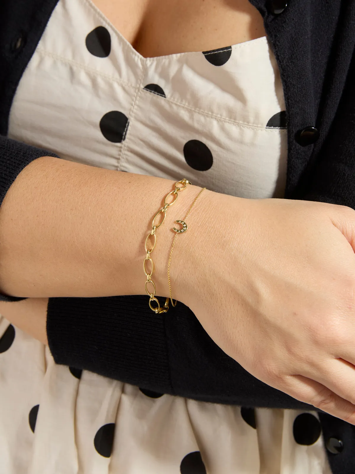 Small & Medium Edith Link Yellow Gold Bracelet sold by YLANG23 product image thumbnail 2