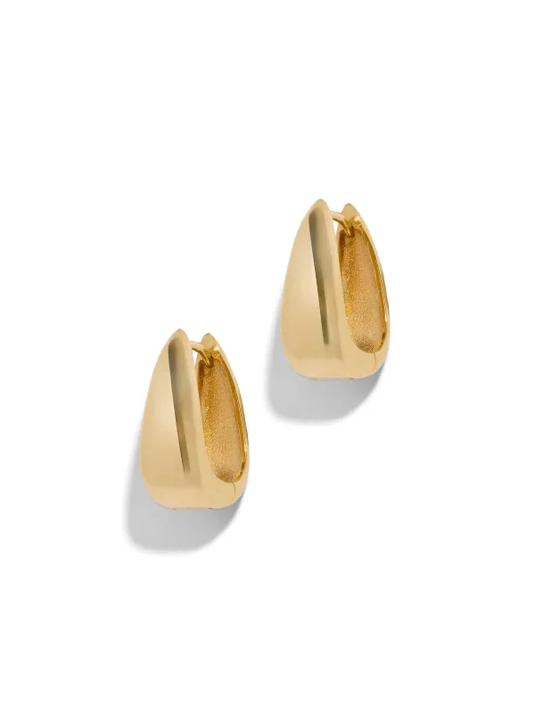 Mini Elongated Teardrop Yellow Gold Hoop Earrings sold by YLANG23