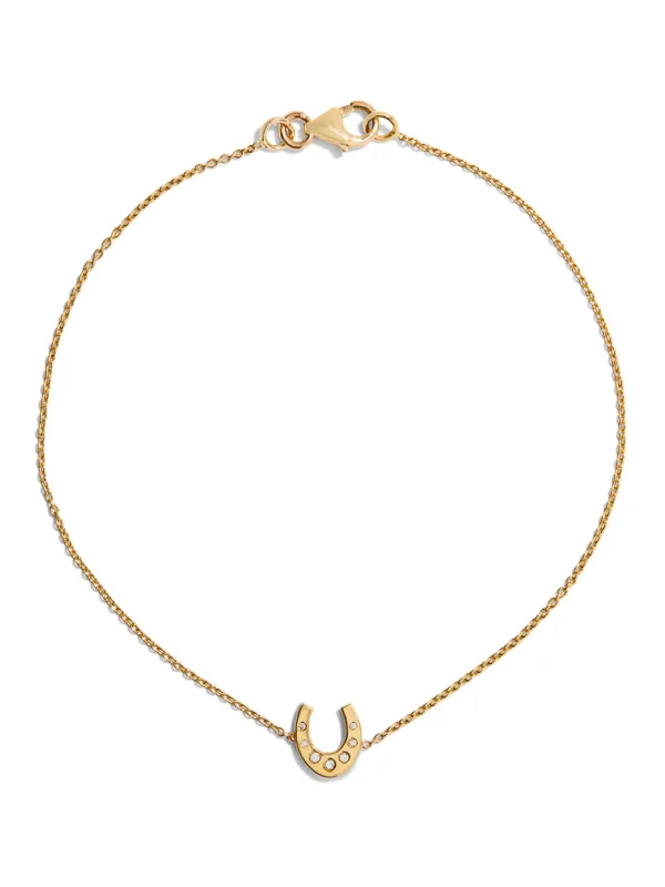 Mini Diamond Horseshoe Yellow Gold Bracelet sold by YLANG23
