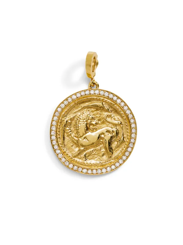 Large Animal Kingdom Pavé Diamond Yellow Gold Coin Charm sold by YLANG23