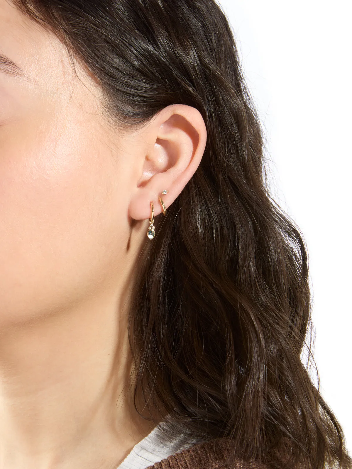 Blue Tourmaline Pear & Diamond Yellow Gold Hoop Earrings sold by YLANG23 product image thumbnail 2