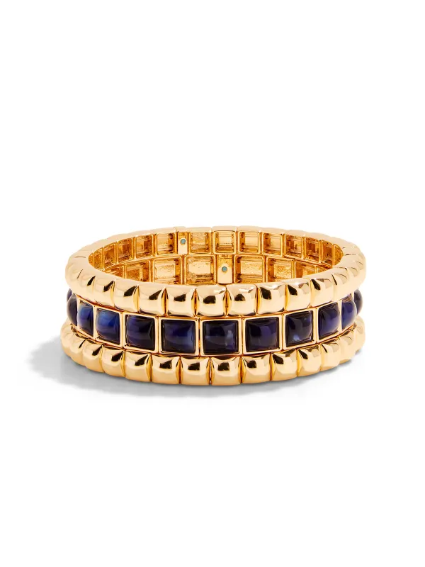 The Navy Puffy Stud Bracelet Stack sold by YLANG23