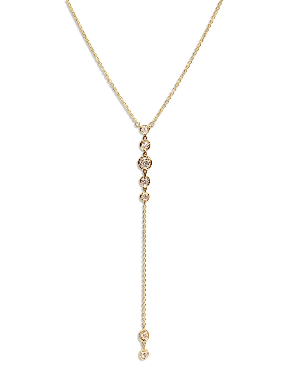 Diamond Bezel Starstruck Yellow Gold Lariat Necklace sold by YLANG23