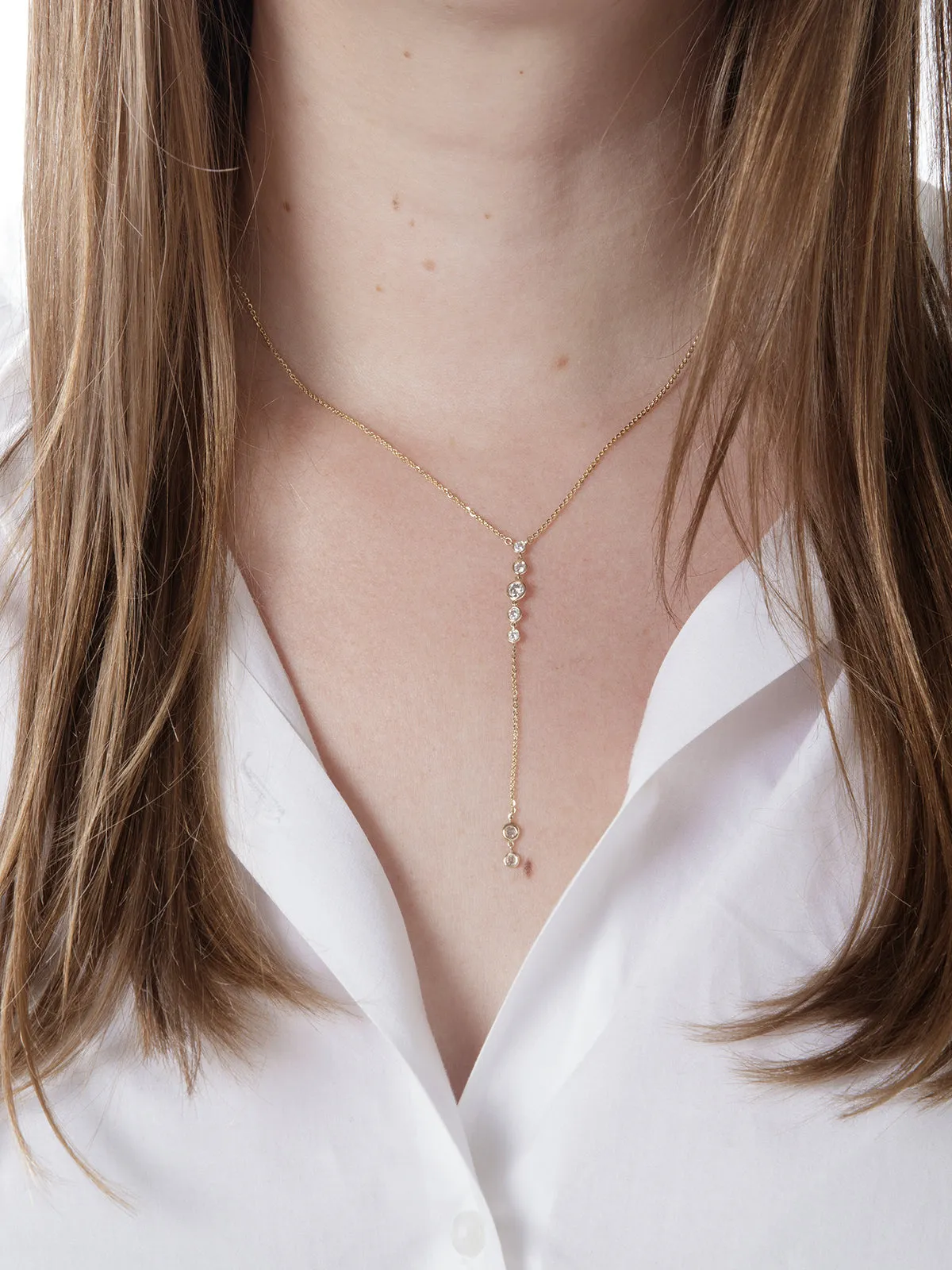 Diamond Bezel Starstruck Yellow Gold Lariat Necklace sold by YLANG23 product image thumbnail 2