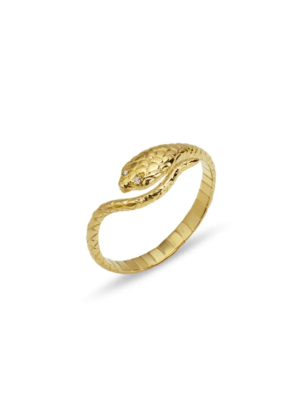 Diamond Eye Cobra Yellow Gold Ring sold by YLANG23