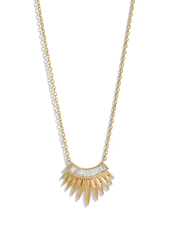 Rising Sun Baguette Diamond Yellow Gold Necklace made by YLANG23