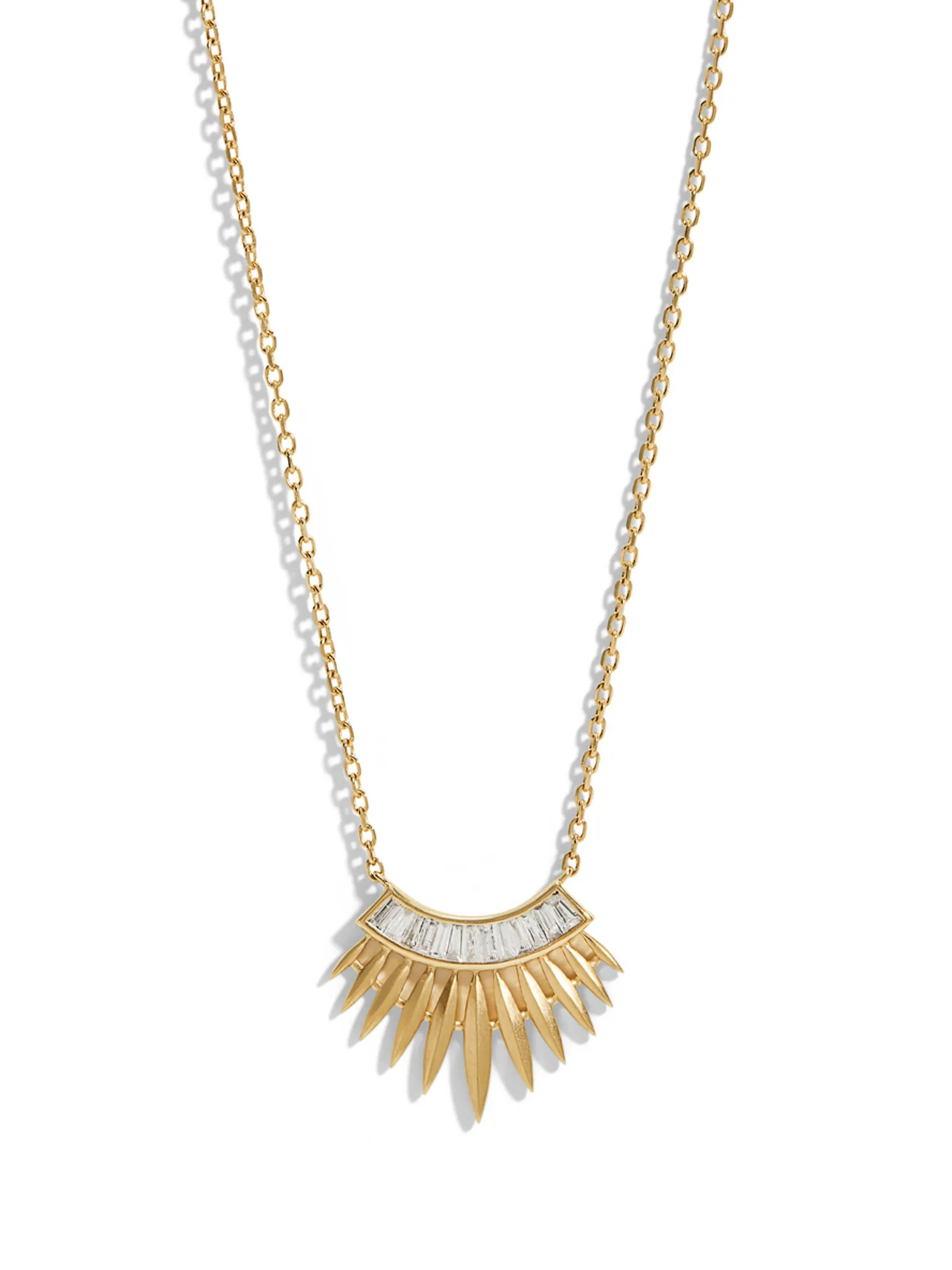 Rising Sun Baguette Diamond Yellow Gold Necklace sold by YLANG23