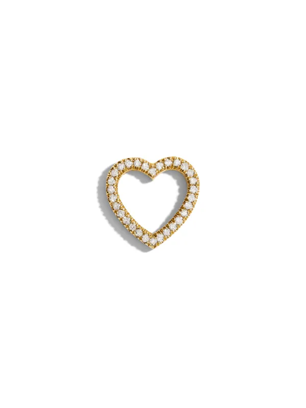 Small Double Sided Diamond Floating Heart Yellow Gold Charm sold by YLANG23