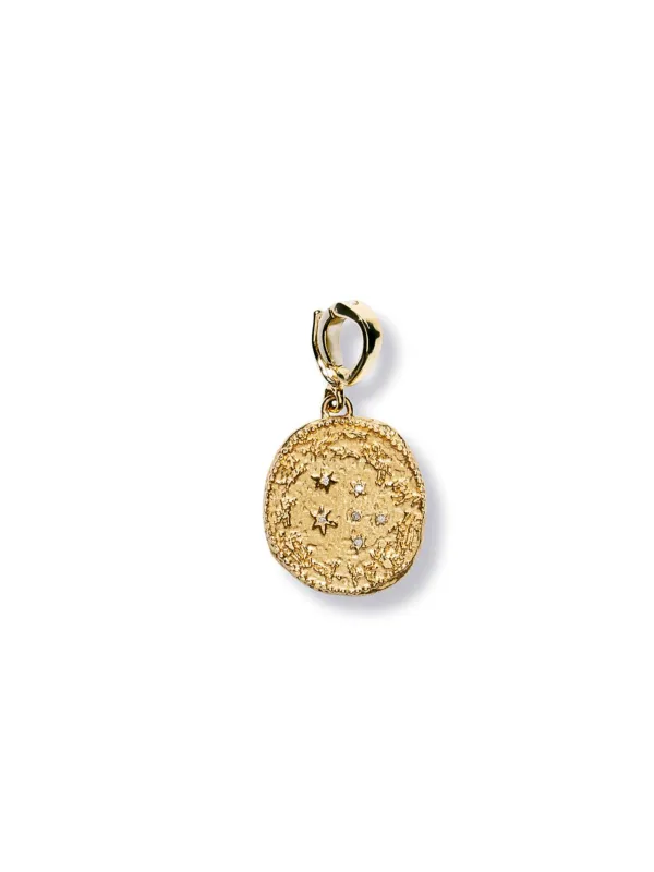 Diamond Small Zodiac Wheel Coin Yellow Gold Charm sold by YLANG23