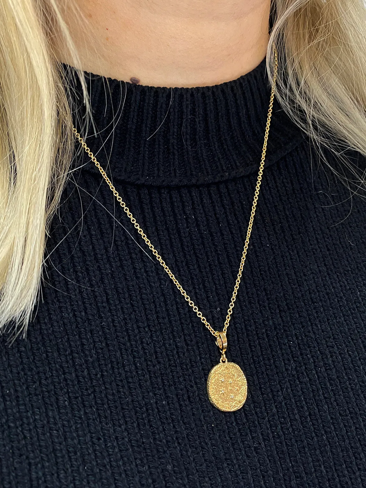 Diamond Small Zodiac Wheel Coin Yellow Gold Charm sold by YLANG23 product image thumbnail 2