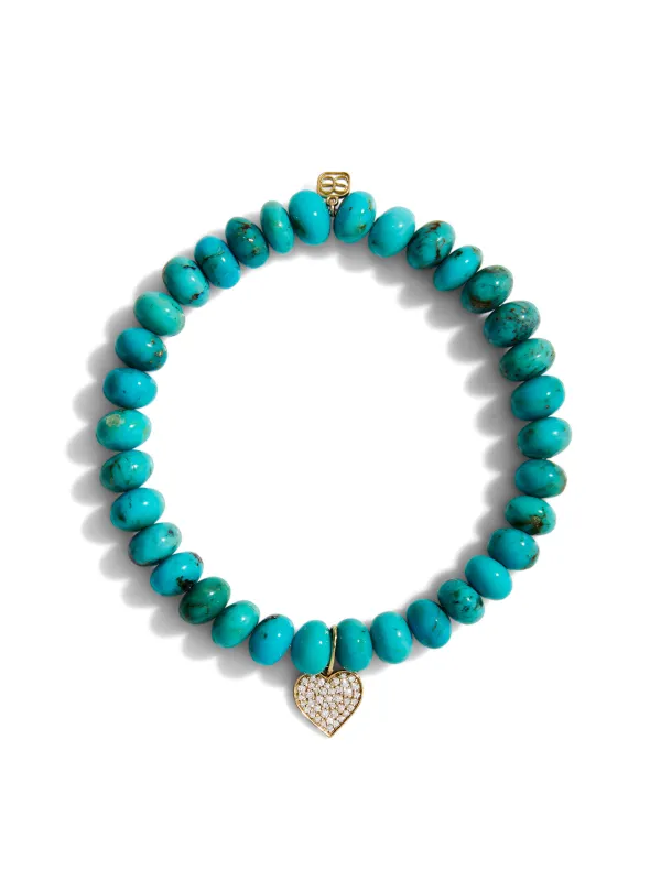 Diamond Heart on Turquoise Beaded Bracelet sold by YLANG23