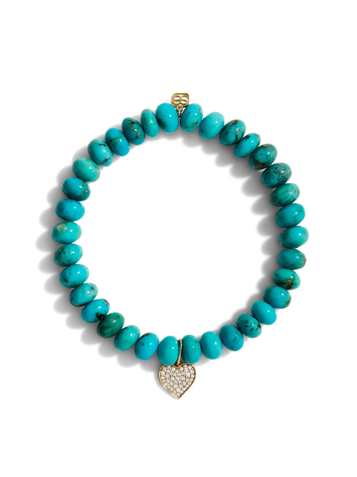 Diamond Heart on Turquoise Beaded Bracelet sold by YLANG23