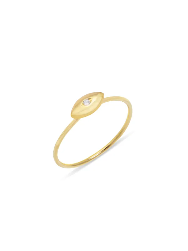 Mini Evil Eye Yellow Gold Ring sold by YLANG23