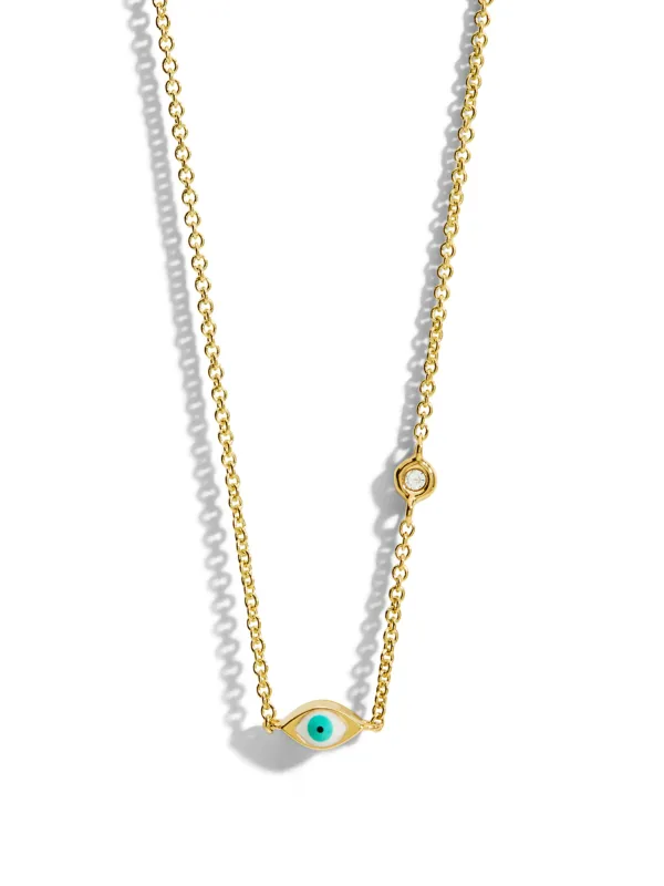 Mini Enamel Evil Eye Yellow Gold Necklace made by Sydney Evan