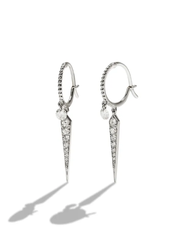 Set Free Diamond Spike White Gold Hoop Earrings sold by YLANG23