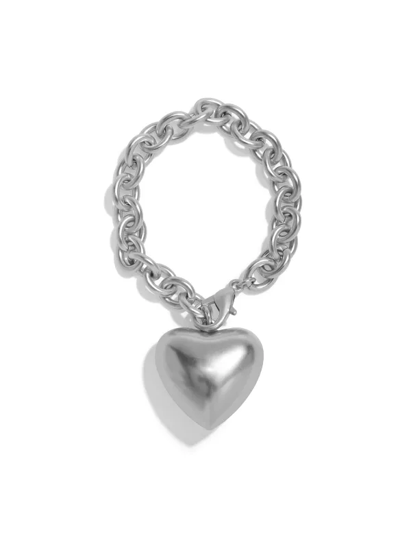 The Puffy Heart Bracelet in Silver sold by YLANG23