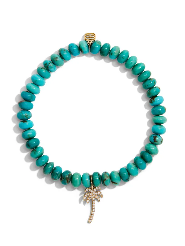 Diamond Palm Tree on Turquoise Beaded Bracelet sold by YLANG23