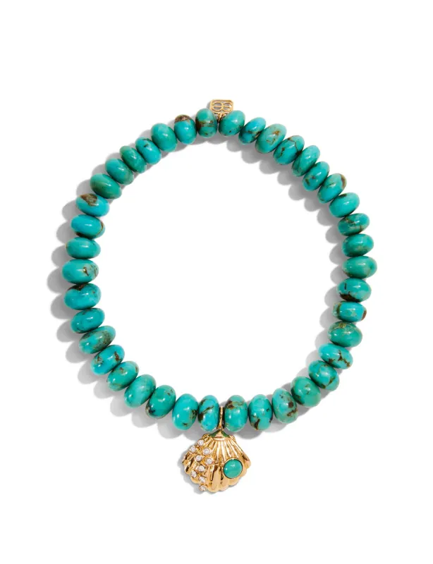 Clam Shell on Smooth Turquoise Beaded Bracelet sold by YLANG23