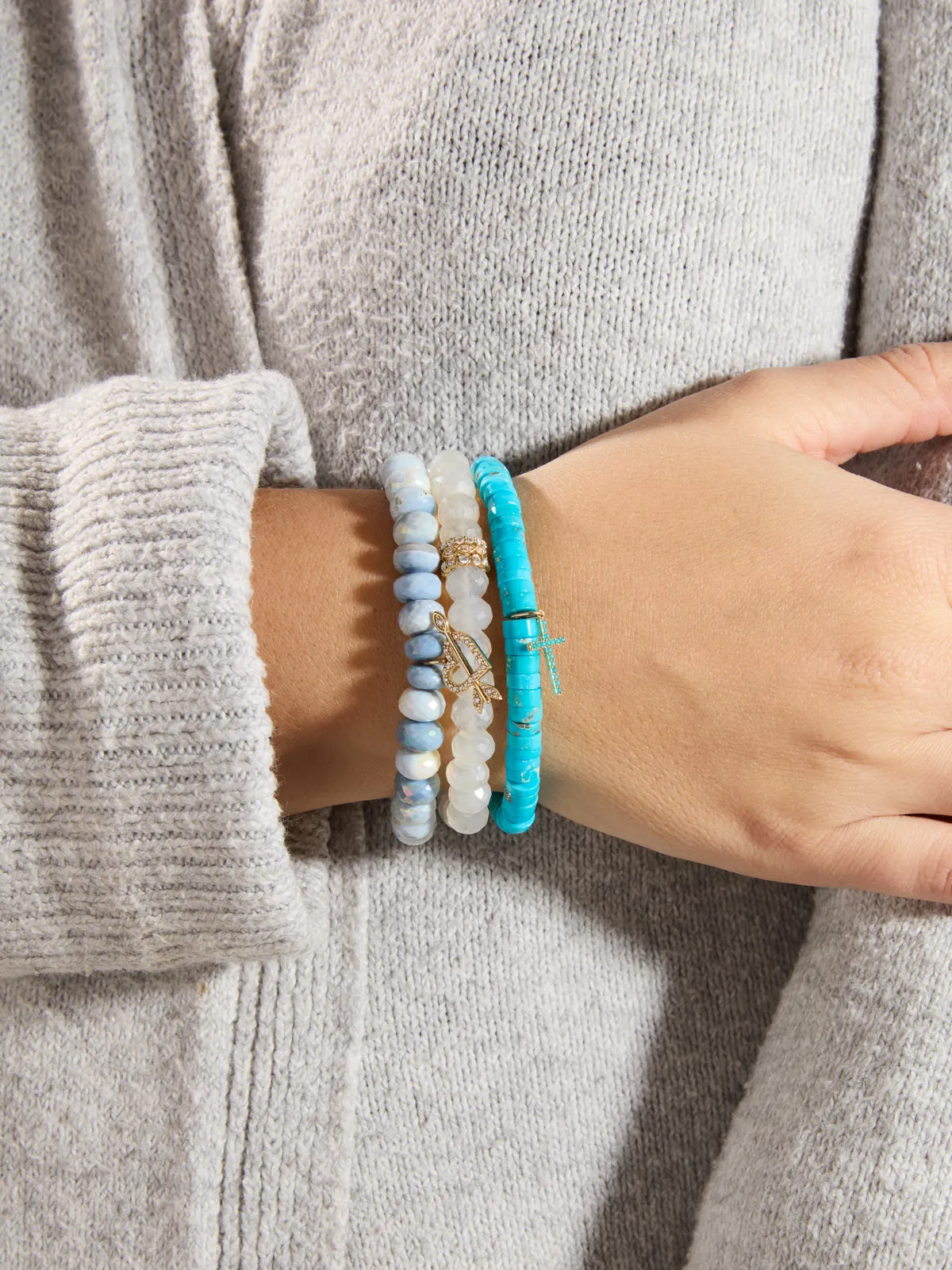 Turquoise Cross on Turquoise Heishi Beaded Bracelet sold by YLANG23 product image thumbnail 2
