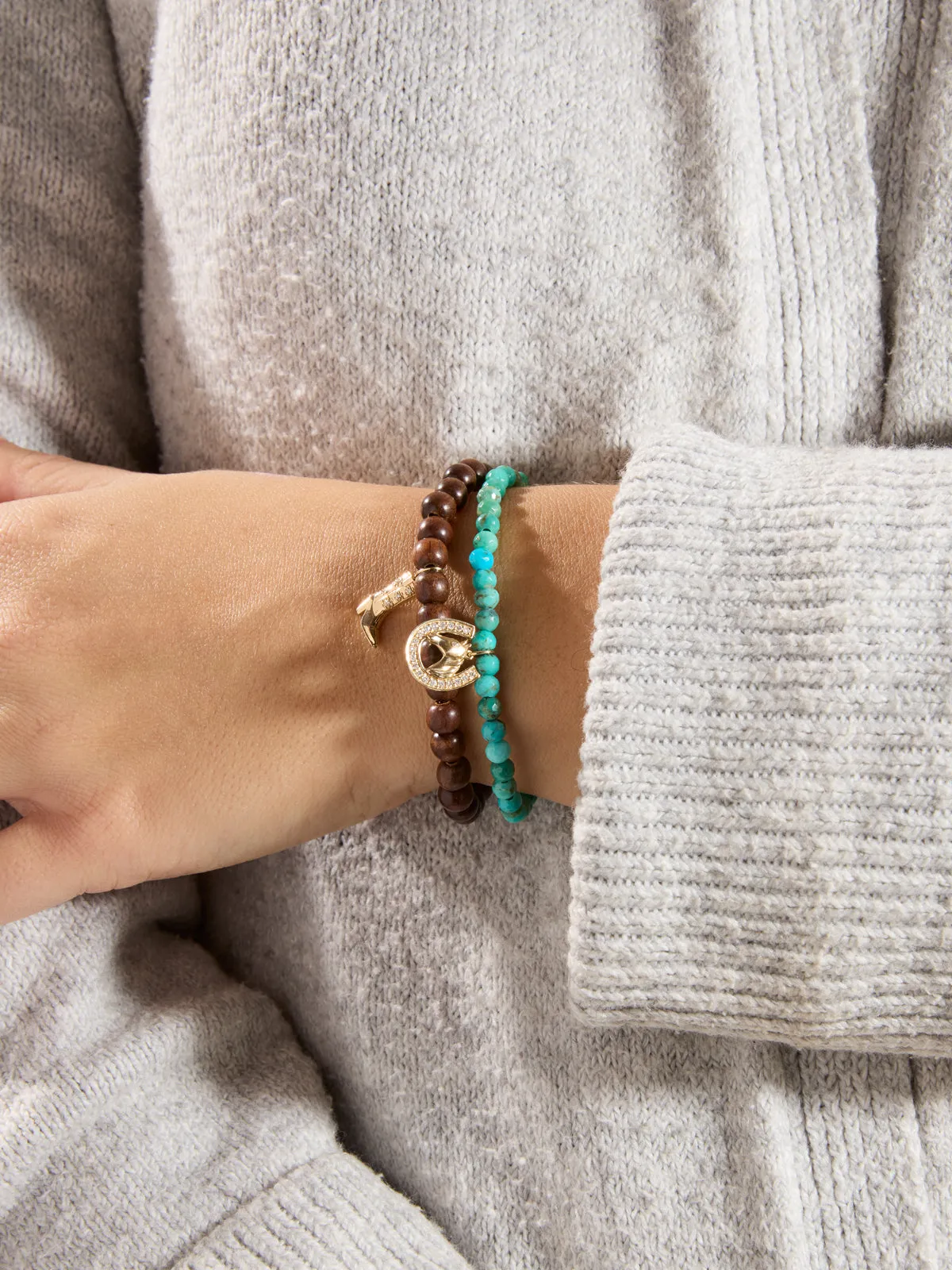 Diamond Horseshoe on Turquoise Beaded Bracelet sold by YLANG23 product image thumbnail 2