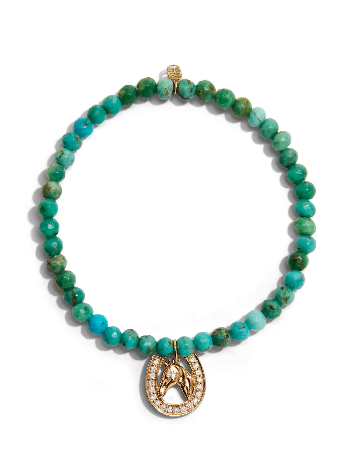 Diamond Horseshoe on Turquoise Beaded Bracelet sold by YLANG23