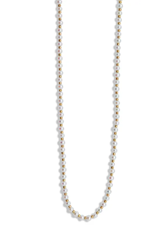 Akoya Pearl Petite Gumball Yellow Gold Necklace sold by YLANG23