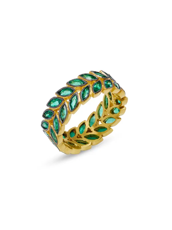 Emerald Laurel Band Yellow Gold Ring sold by YLANG23