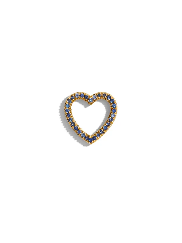 Small Blue Sapphire Floating Heart Yellow Gold Charm sold by YLANG23
