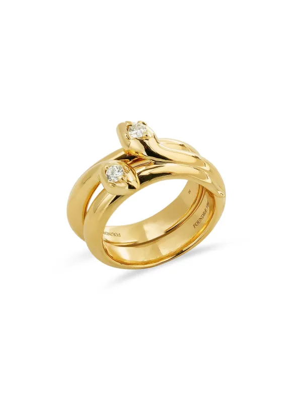 Bold Polished Snake Bookend Yellow Gold Bands sold by YLANG23