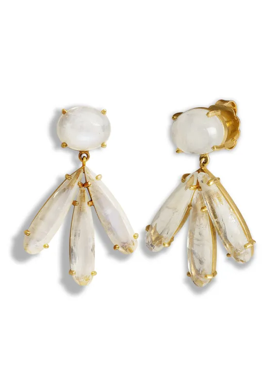 Rainbow Moonstone Classic Flora Drop Earrings sold by YLANG23