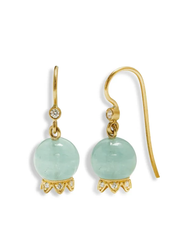 Aquamarine Lily of the Valley Yellow Gold Earrings sold by YLANG23