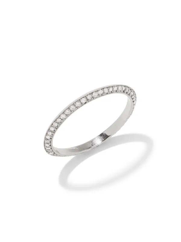 One Sided Petite Pavé Knife Edge Band White Gold Ring sold by YLANG23