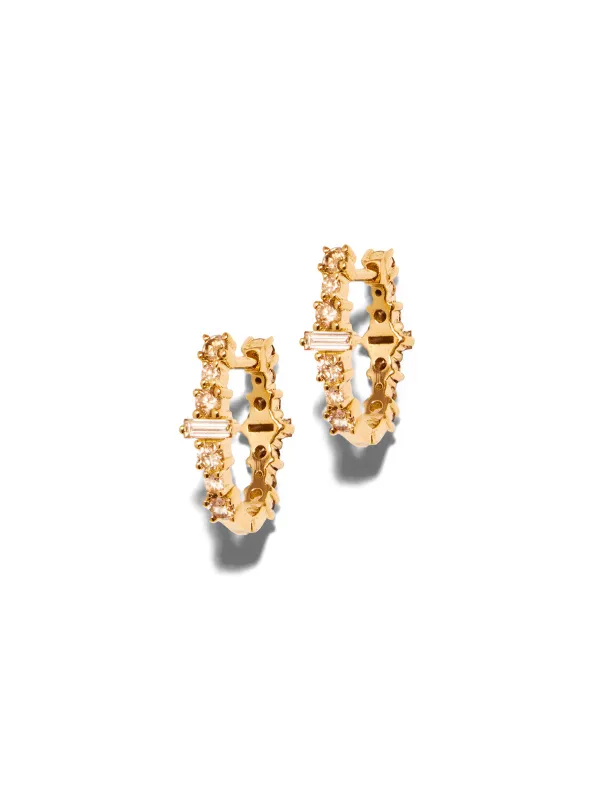 Small Diamond Rivulet Spread Oval Hoop Yellow Gold Earrings sold by YLANG23