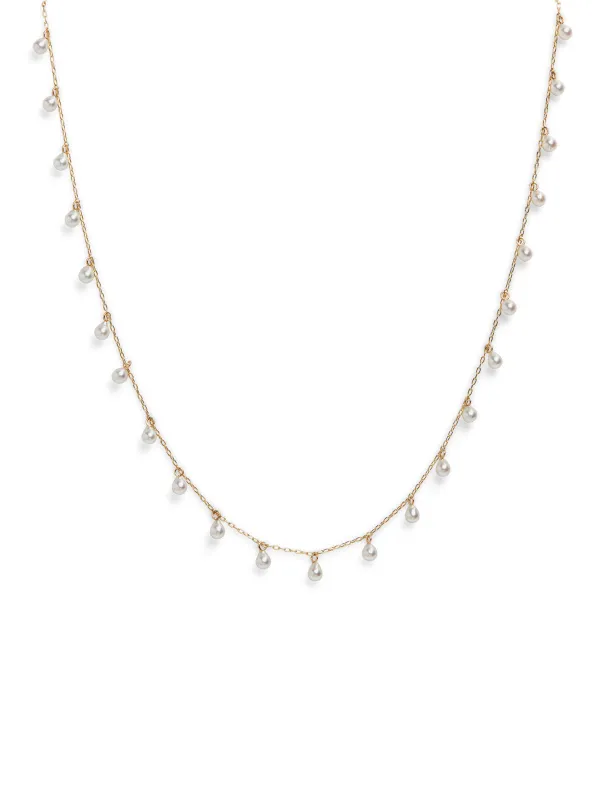 Akoya Pearl Drops Yellow Gold Chain Necklace sold by YLANG23