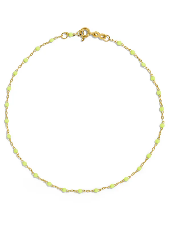 Classic Gigi Lime Resin Yellow Gold Anklet sold by YLANG23