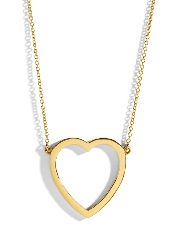 Large Open Heart Yellow Gold Necklace sold by YLANG23