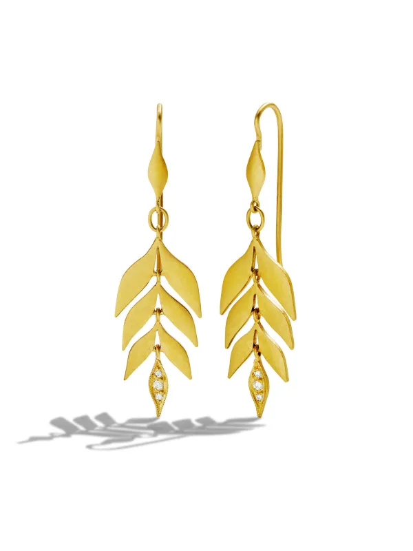 Falling Leaf Yellow Gold Drop Earrings sold by YLANG23