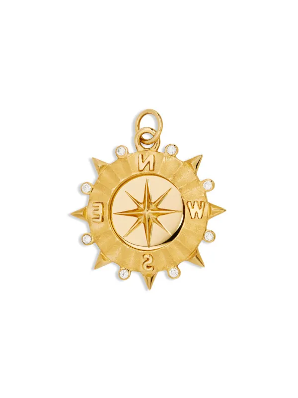 Medium Diamond Internal Compass Yellow Gold Medallion made by YLANG23